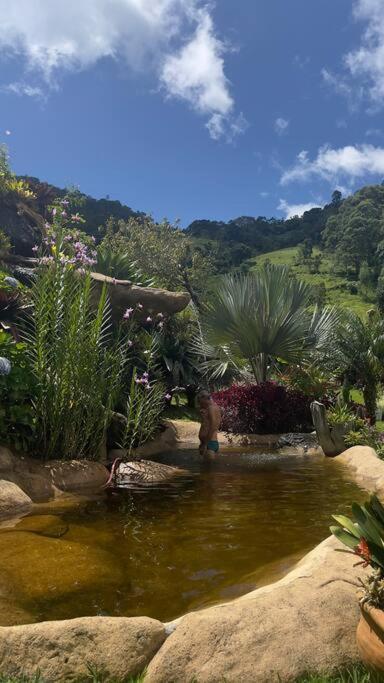 Sitio Com Piscina Natural E Cascata, Com Linda Vista Em Lumiar. Exterior foto